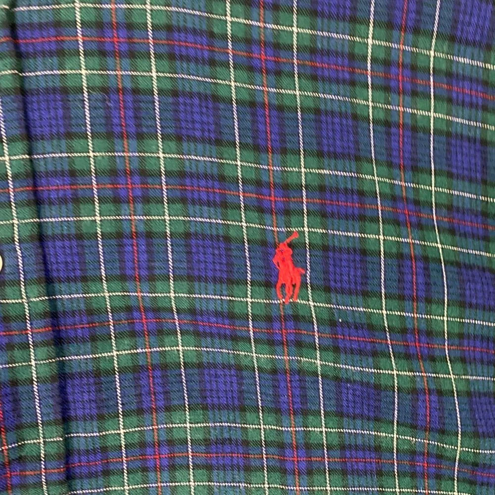 Vintage Ralph Lauren Flannel Shirt Men's XL Green Blue Plaid Tartan Blackwatch - Picture 6 of 13